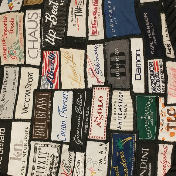 Vintage Fashion Labels Vest Stitched on Black XL Includes Designers Many Eras - Picture 6 of 13